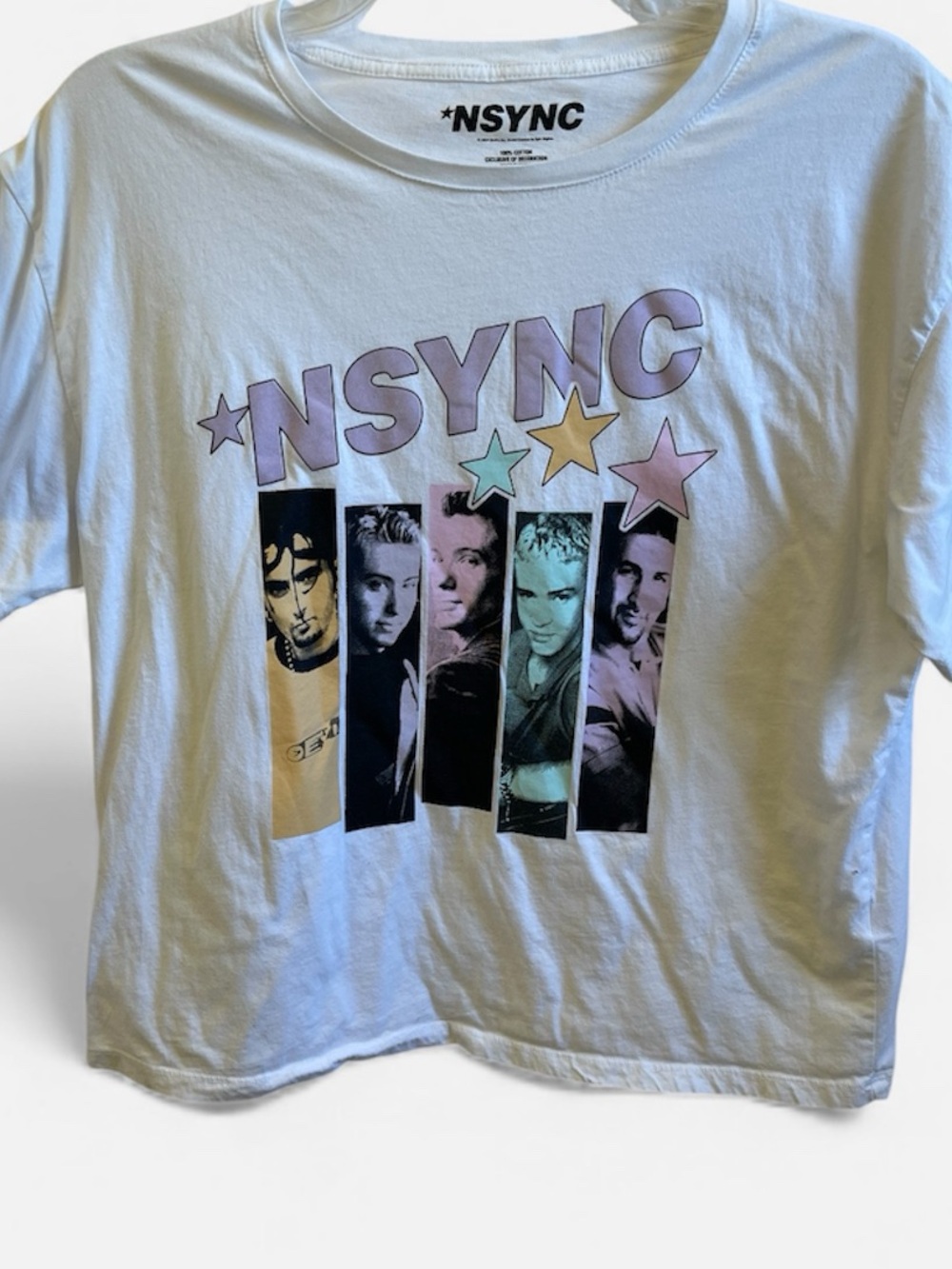 NSYNC Short Sleeve White T-shirt With Pastel Graphic Women's Size Large